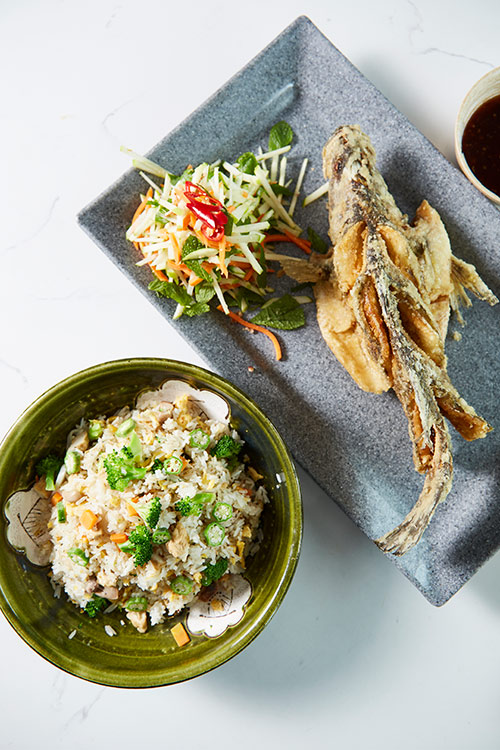 Bau Truong Vietnamese restaurants - salad and deep-fried fish